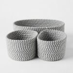 Set de 3 Paniers de Rangement Tissés Gris et Blanc