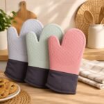 Gants de Cuisine Antidérapants en Silicone et Tissu