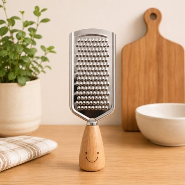 Mini Râpe de Cuisine en Inox avec Manche en Bois Souriant