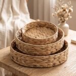 Set de 3 Plateaux Ronds en Osier / Paille tressée