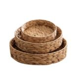 Set de 3 Plateaux Ronds en Osier / Paille tressée