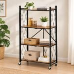Éagère de Rangement à 4 Niveaux sur Roulettes