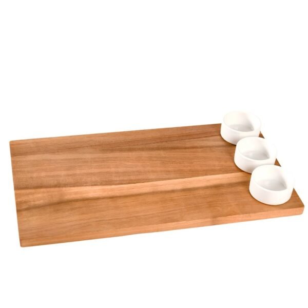 Planche de Présentation en Bois avec Bols en Céramique