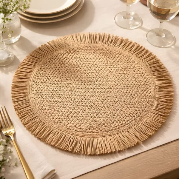 Set de Table Rond Tressé à Franges