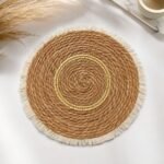 Set de Table Rond en Paille et Franges