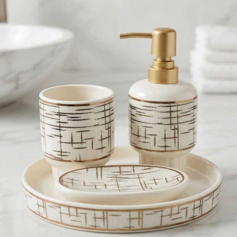 Set d'Accessoires de Salle de Bain 4 Pièces